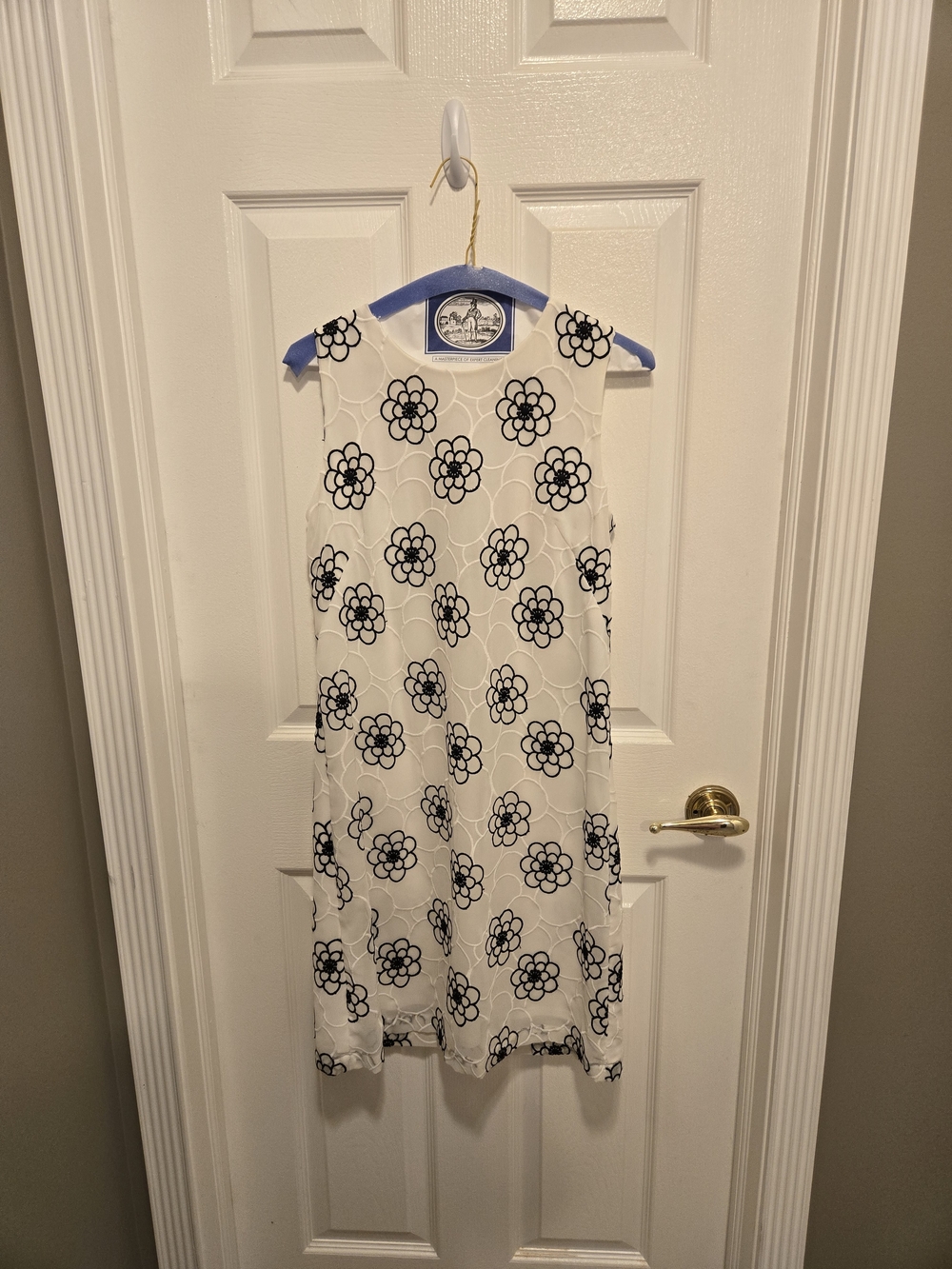 Karl Lagerfeld White Dress with Black Floral Appliqué